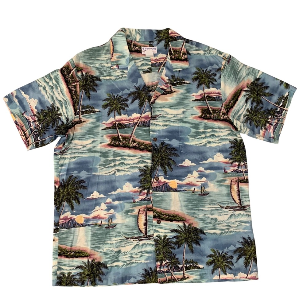 Vintage KY's‎ International Shirt Made in Hawaii Mens XL Tropical Palm Tree